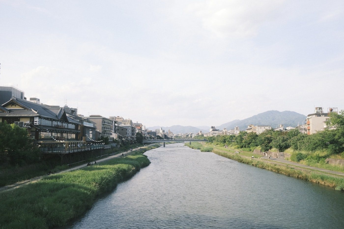 The Kamo River running through central Kyoto