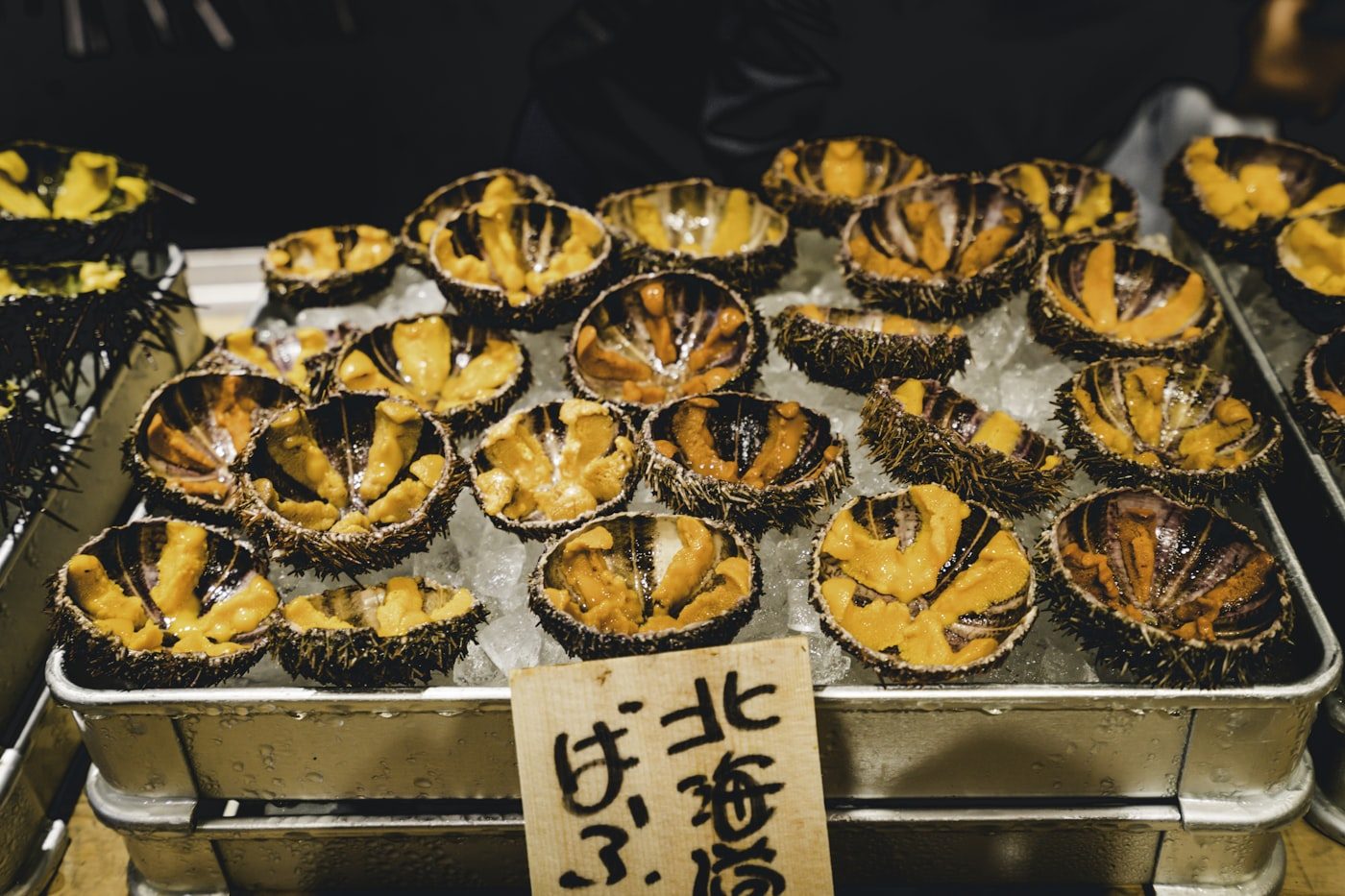 Food stalls at Tsukiji Outer Market, Tokyo